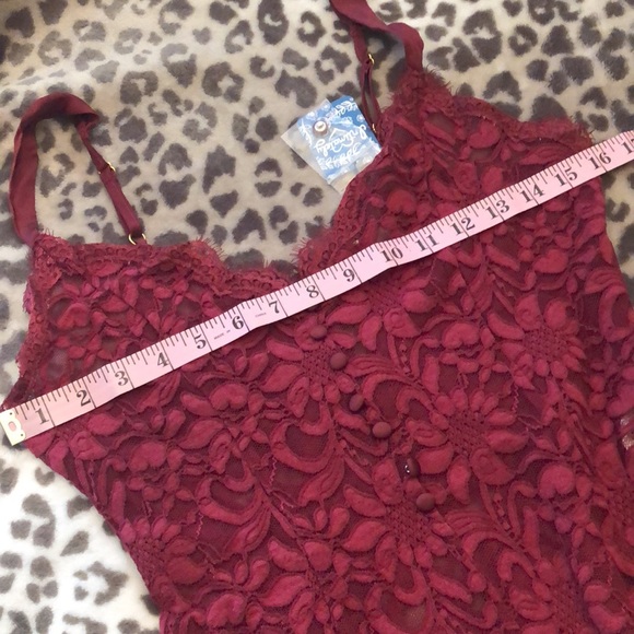Free People Intimately Bedroom Date Lace Bodysuit Red Medium - Picture 14 of 16